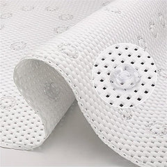 Shower Stall Mat with Drain Holes, Suction Cups, Machine Washable
