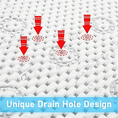 Shower Stall Mat with Drain Holes, Suction Cups, Machine Washable