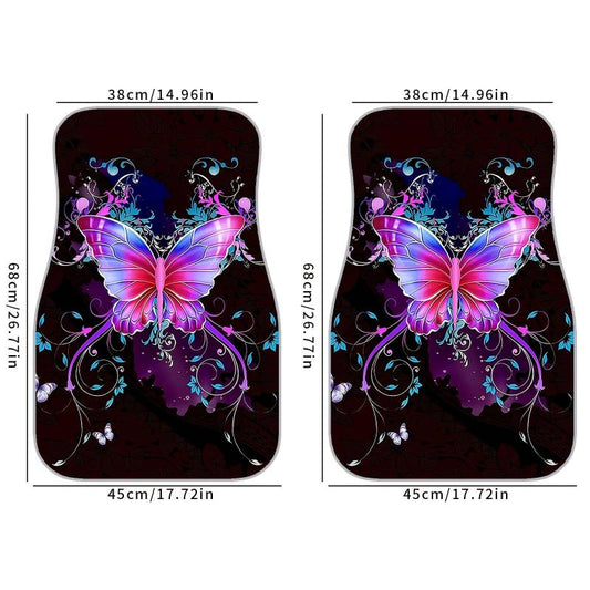 2pcs Butterfly Car Floor Mat, Anti-Slip & Durable Rubber Car Mat