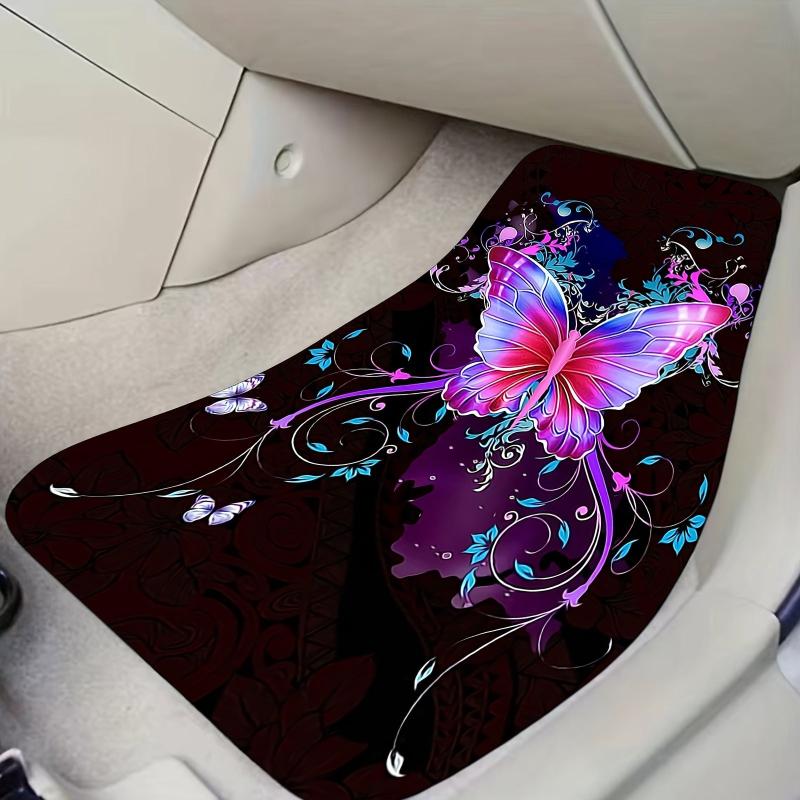 2pcs Butterfly Car Floor Mat, Anti-Slip & Durable Rubber Car Mat