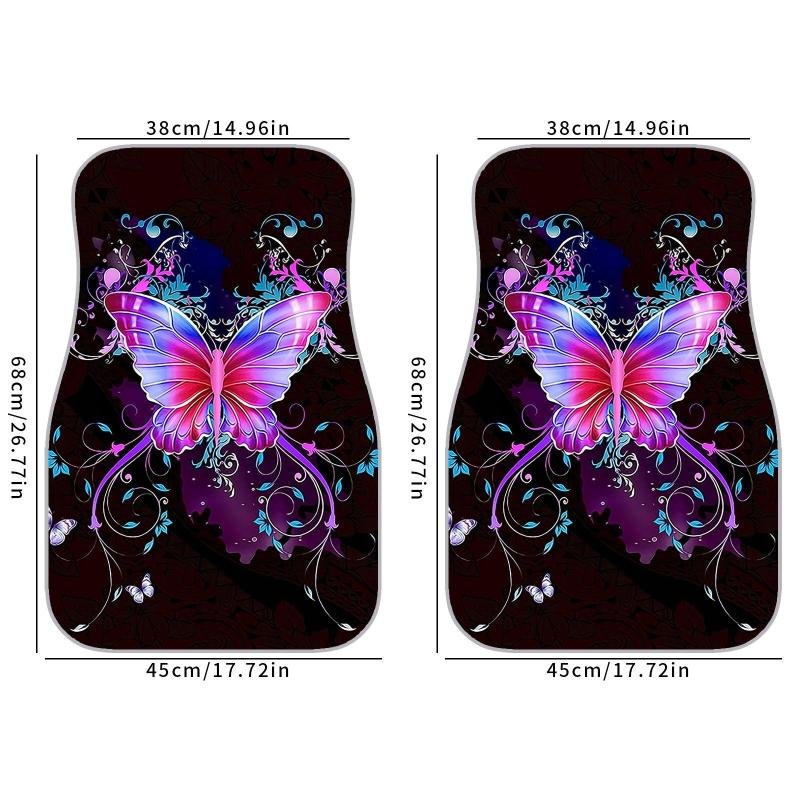 2pcs Butterfly Car Floor Mat, Anti-Slip & Durable Rubber Car Mat