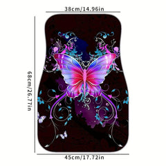 2pcs Butterfly Car Floor Mat, Anti-Slip & Durable Rubber Car Mat