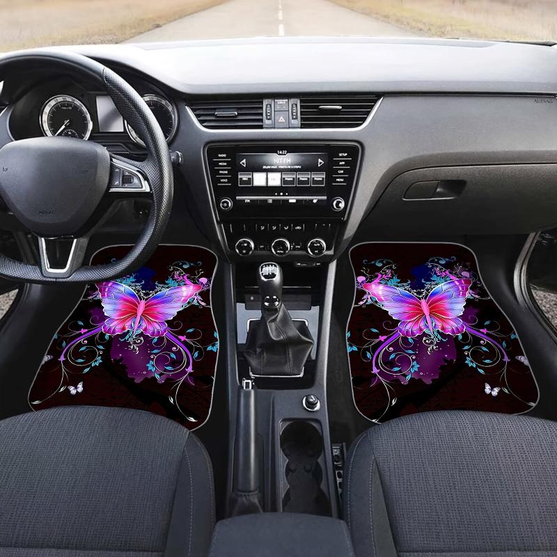 2pcs Butterfly Car Floor Mat, Anti-Slip & Durable Rubber Car Mat