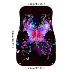2pcs Butterfly Car Floor Mat, Anti-Slip & Durable Rubber Car Mat