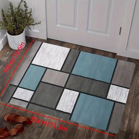 Geometric Pattern Patchwork Printed Floor Mats Soft Machine Washable