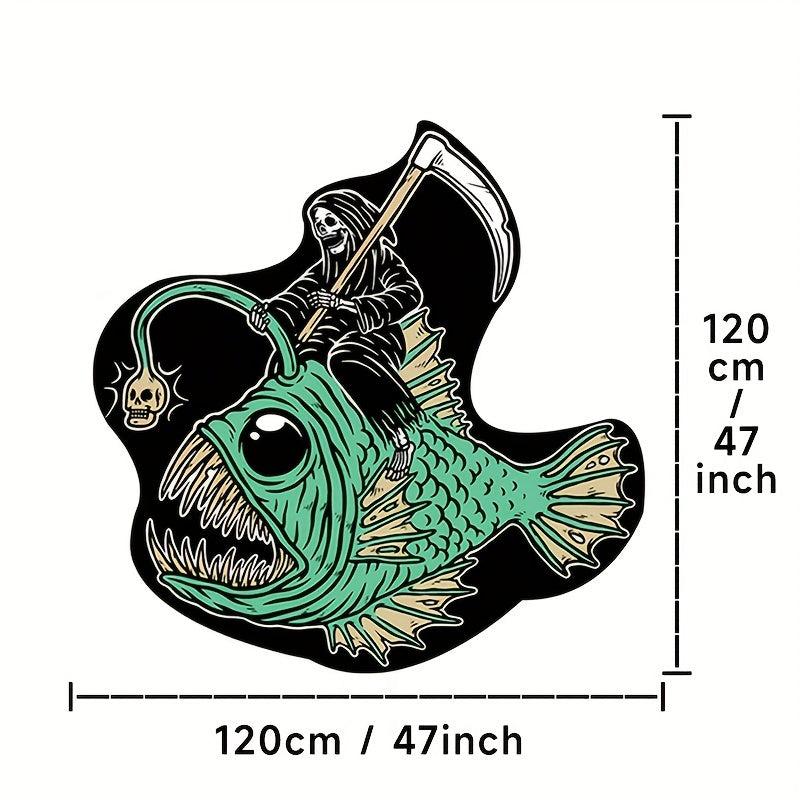 Thick Creative Grim Reaper Fish Carpet for Halloween Home Decor