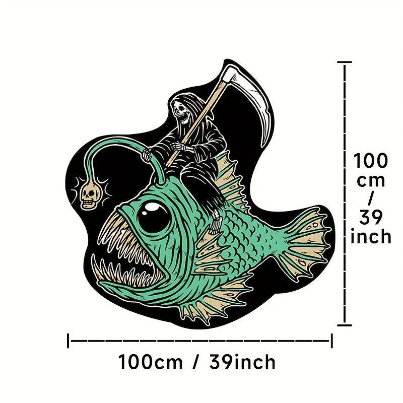 Thick Creative Grim Reaper Fish Carpet for Halloween Home Decor