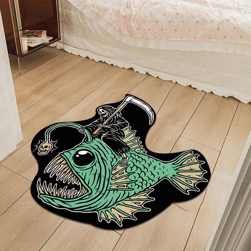 Thick Creative Grim Reaper Fish Carpet for Halloween Home Decor