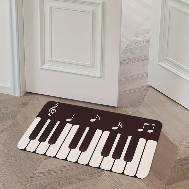 Grey Piano Keys Kitchen Mat Non Slip Washable Area Rug 15.7x23.6in