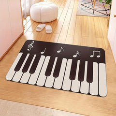 Grey Piano Keys Kitchen Mat Non Slip Washable Area Rug 15.7x23.6in