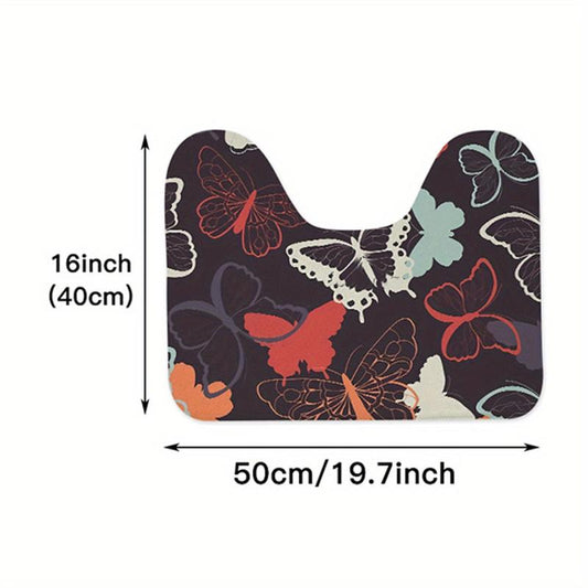 Psychedelic Butterfly Bath Mat Rug Ultra Soft Non Slip Bathroom Rugs