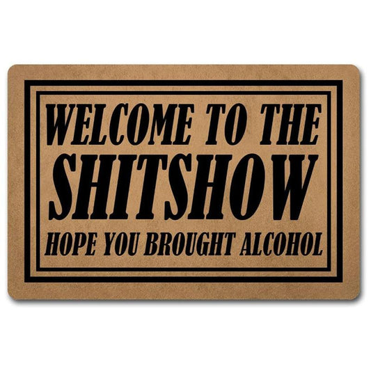 Welcome Home Doormat Modern Geometric Low Pile Indoor Outdoor Entrance Mat
