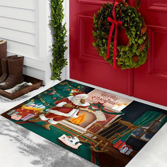 Christmas Mat For Entrance Door Porch Indoor Outdoor Home Santa