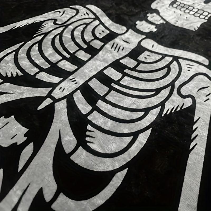 Golden Velvet Skull Satan Tattoo Area Rug Gothic Themed Mat