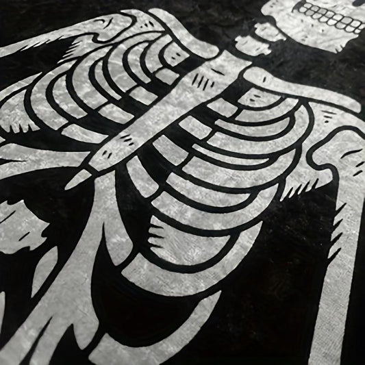 Golden Velvet Skull Satan Tattoo Area Rug Gothic Themed Mat
