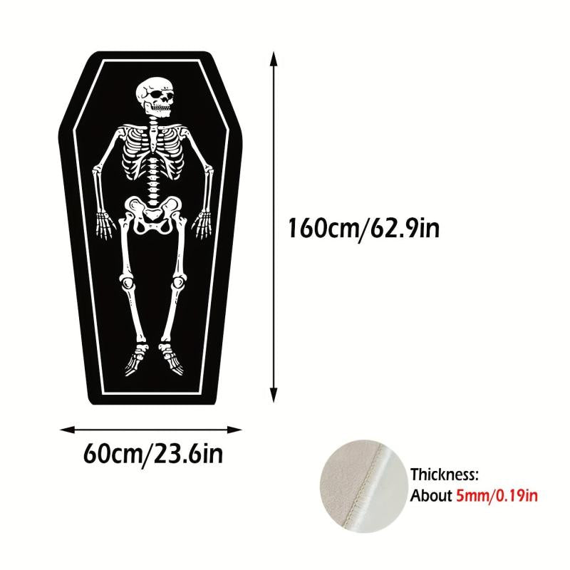 Golden Velvet Skull Satan Tattoo Area Rug Gothic Themed Mat