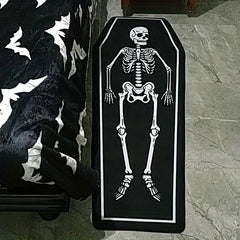 Golden Velvet Skull Satan Tattoo Area Rug Gothic Themed Mat