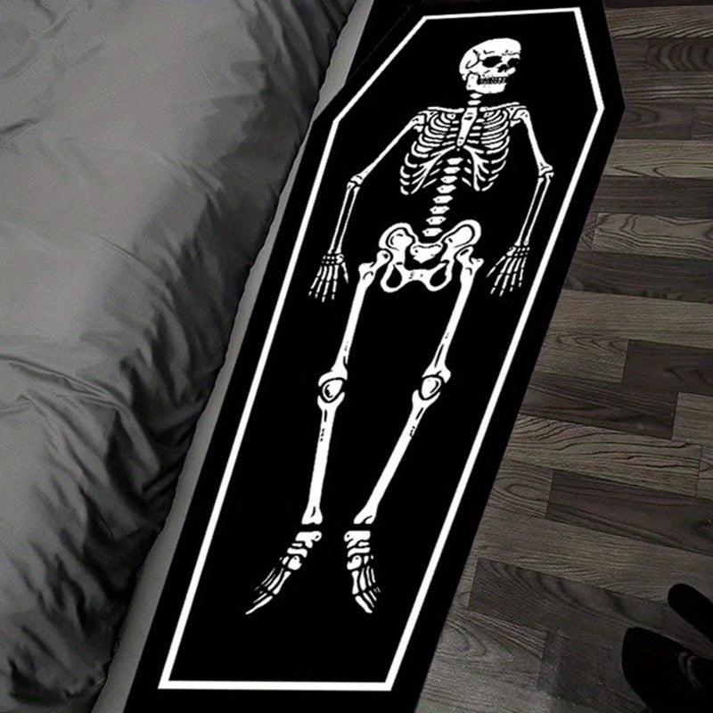 Golden Velvet Skull Satan Tattoo Area Rug Gothic Themed Mat