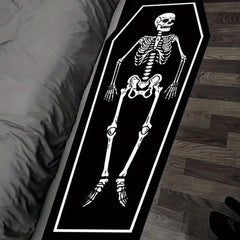 Golden Velvet Skull Satan Tattoo Area Rug Gothic Themed Mat