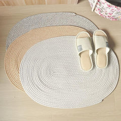 Hand-Woven Round Floor Mat 45X65cm Indoor Doormat