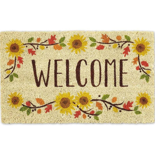 Sunflower Welcome Doormat Indoor Outdoor Use Front Porch Entryway