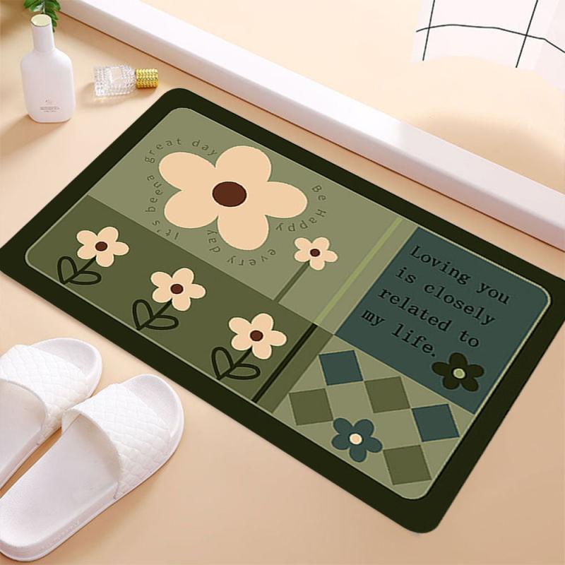 Floral Anti Fatigue Kitchen Rug Set Non Slip Absorbent Washable Carpet