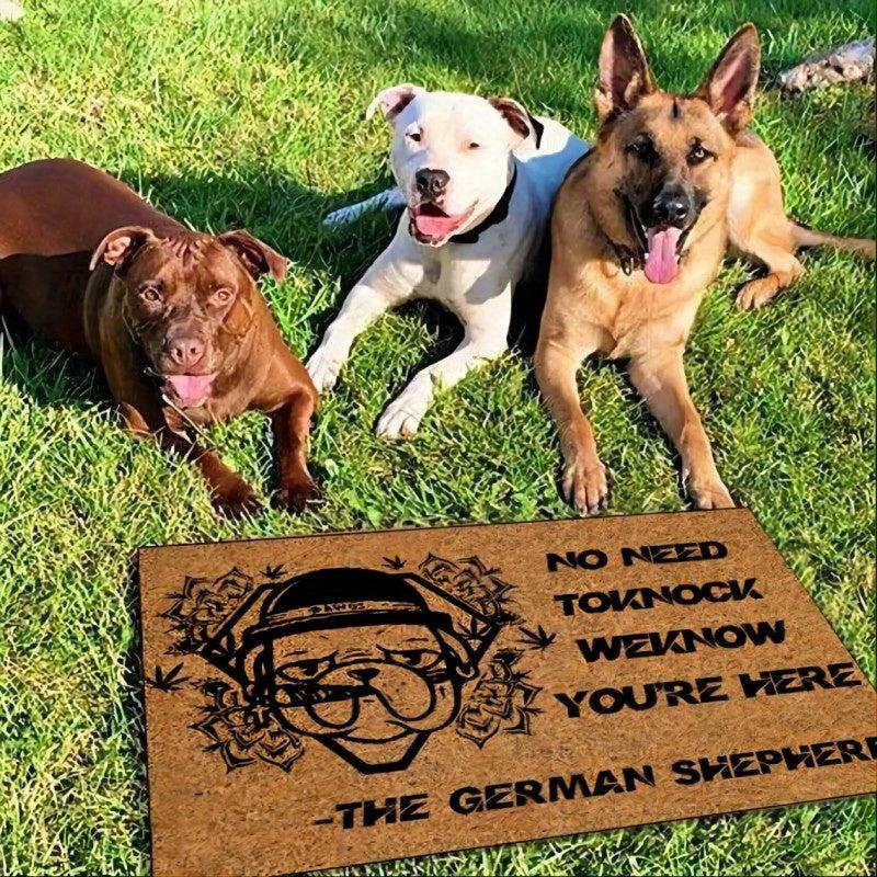 Dog Print Welcome Doormat Low Pile Indoor Outdoor Mat