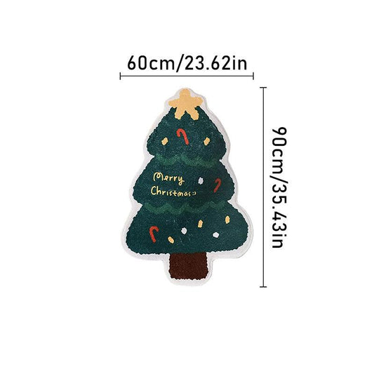 Christmas Tree Irregular Shaped Rug for Bedroom Living Room Decor