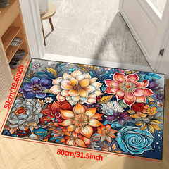 Colorful Floral Area Rugs Non-slip Resistant Rug - Washable Carpet