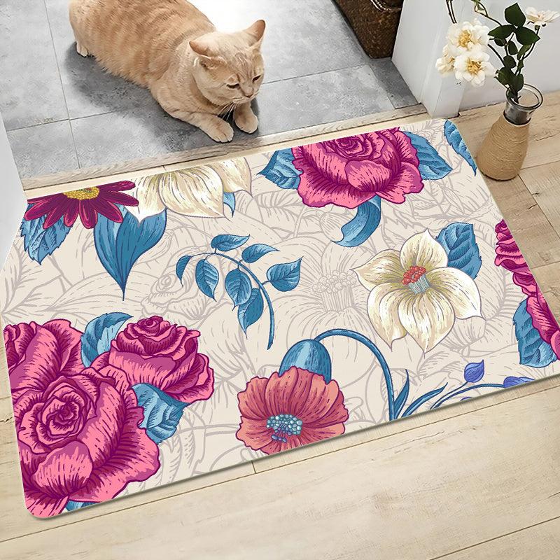 Floral Indoor Doormat Non Slip Absorbent Entrance Doormat