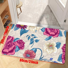 Floral Indoor Doormat Non Slip Absorbent Entrance Doormat