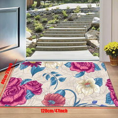 Floral Indoor Doormat Non Slip Absorbent Entrance Doormat