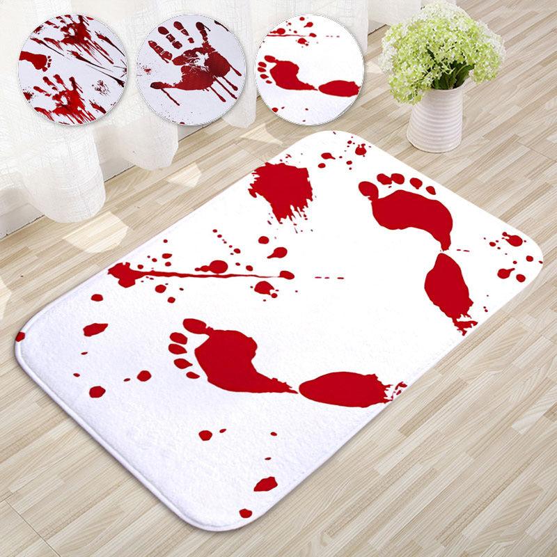 Bloody Footprint Floor Mat Horror Bath Rug Machine Washable Bath Mat