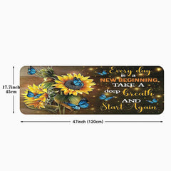 Soft Rustic Sunflower Anti Fatigue Kitchen Rug Non-Slip Set Waterproof