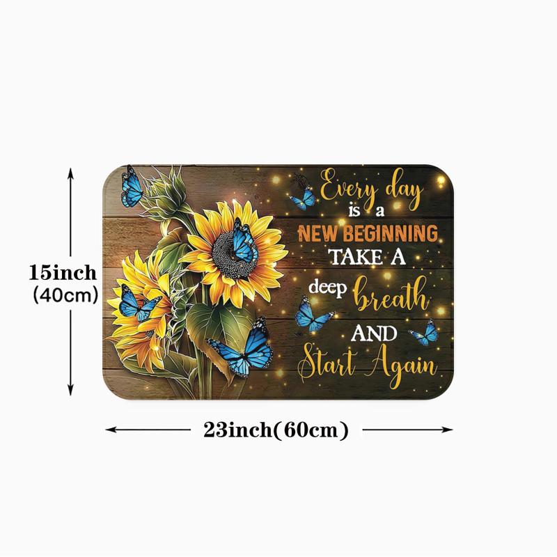 Soft Rustic Sunflower Anti Fatigue Kitchen Rug Non-Slip Set Waterproof