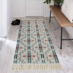 Abstract Boho Runner Rug Hallway Runner Rug Tufted Rug With Tassels