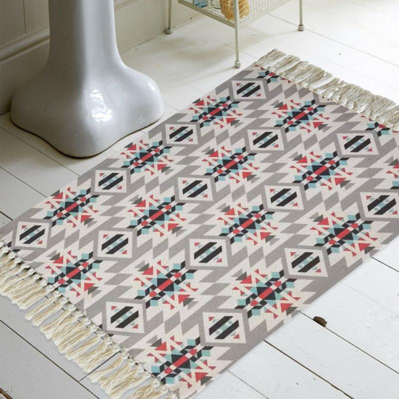 Abstract Boho Runner Rug Hallway Runner Rug Tufted Rug With Tassels