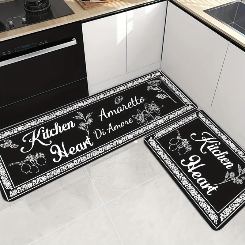 Modern Anti Slip Kitchen Mat with Letter Printing