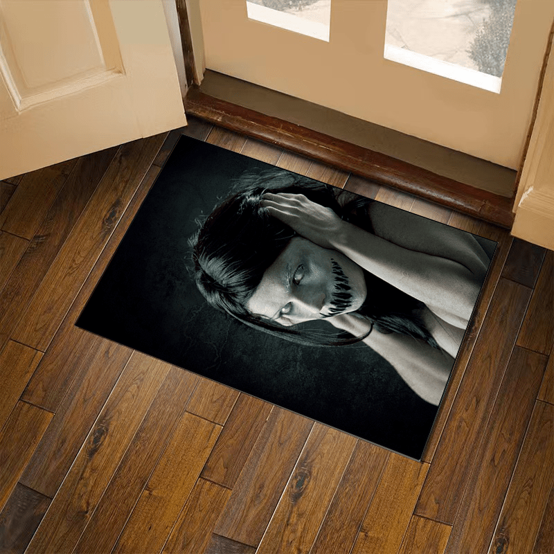 Halloween Horror Area Rug Non Slip Floor Mat Black&White Decor