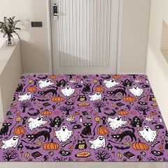 Halloween Pumpkin Welcome Doormat Absorbent Flannel Bath Mat