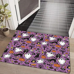 Halloween Pumpkin Welcome Doormat Absorbent Flannel Bath Mat