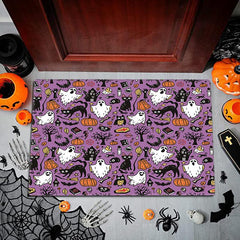 Halloween Pumpkin Welcome Doormat Absorbent Flannel Bath Mat