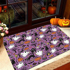 Halloween Pumpkin Welcome Doormat Absorbent Flannel Bath Mat