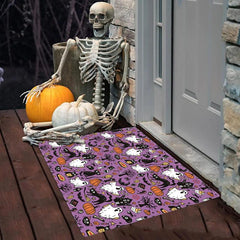 Halloween Pumpkin Welcome Doormat Absorbent Flannel Bath Mat
