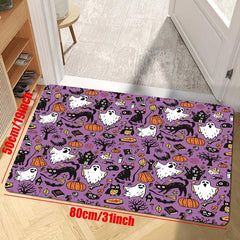 Halloween Pumpkin Welcome Doormat Absorbent Flannel Bath Mat