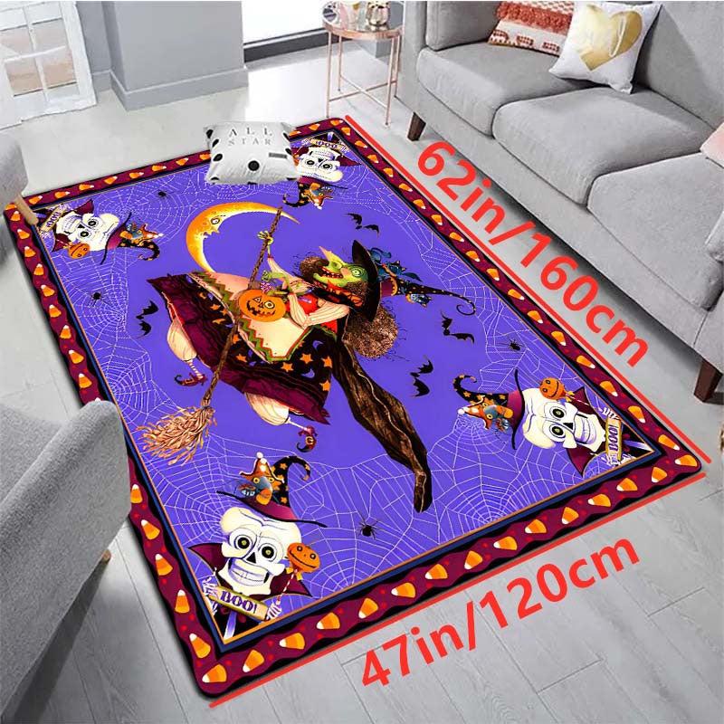 Spooky Witch Horror Print Area Rug Non Slip Halloween Decoration