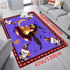 Spooky Witch Horror Print Area Rug Non Slip Halloween Decoration