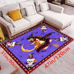 Spooky Witch Horror Print Area Rug Non Slip Halloween Decoration
