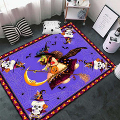 Spooky Witch Horror Print Area Rug Non Slip Halloween Decoration