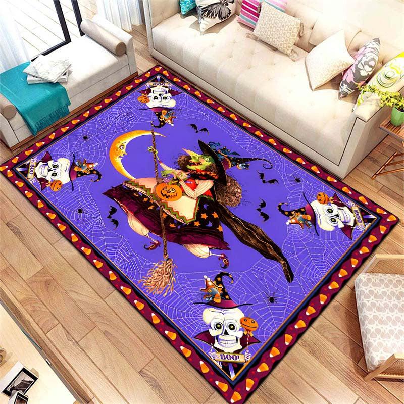 Spooky Witch Horror Print Area Rug Non Slip Halloween Decoration